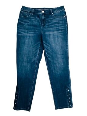 Chico's So Slimming® Girlfriend jeans, pearl embellished NWOT